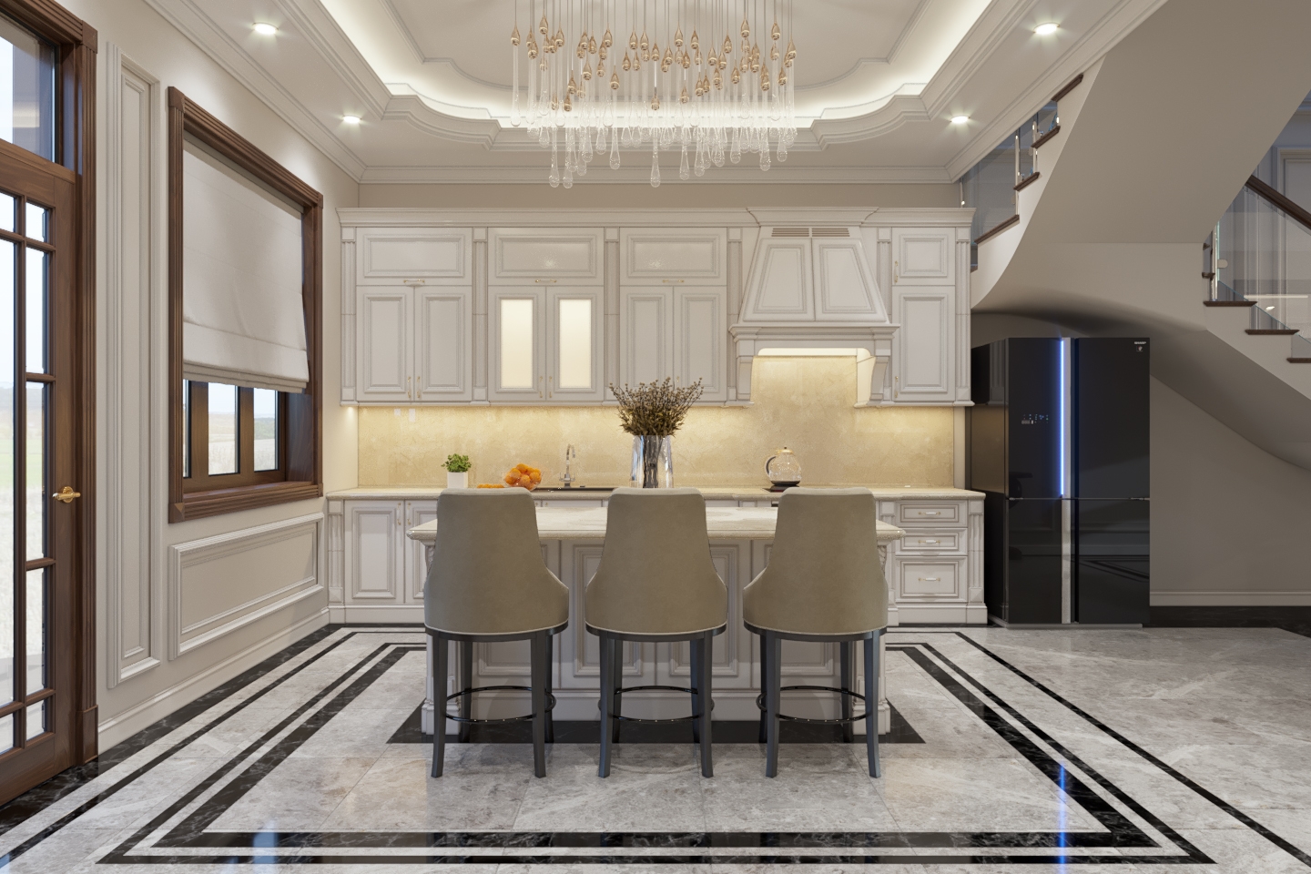 thiết kế nội thất biệt thự tân cổ điển tại Thái Bình 3