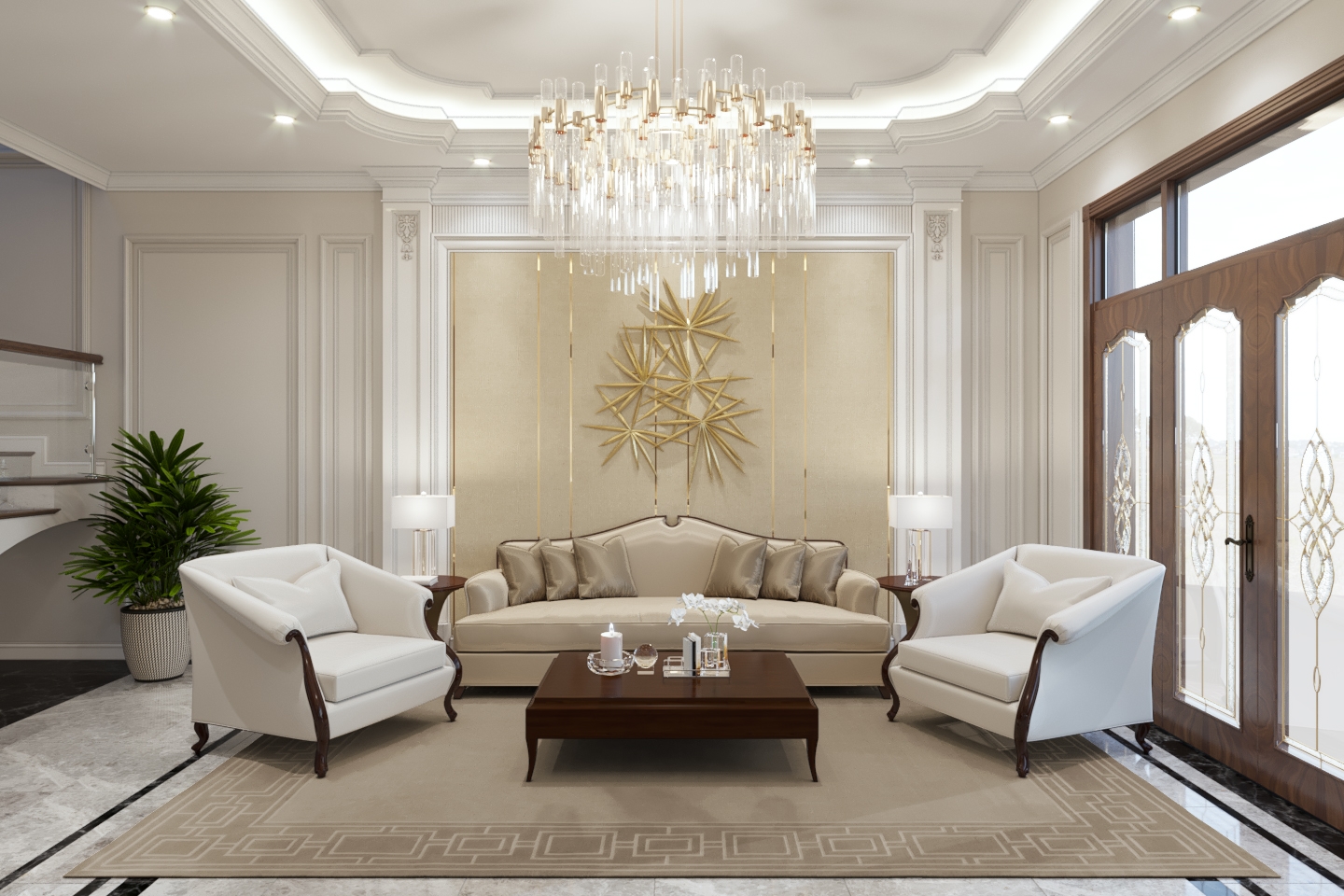 thiết kế nội thất biệt thự tân cổ điển tại Thái Bình