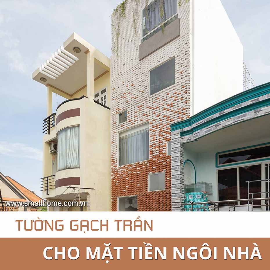 tường gạch trần cho mặt tiền ngôi nhà