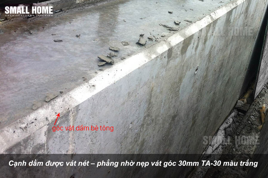 Cạnh dầm được vát nét – phẳng nhờ nẹp vát góc 30mm TA-30 màu trắng