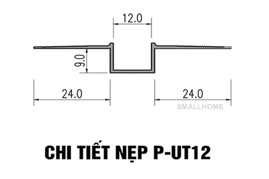 Cấu tạo nẹp ron âm trần thạch cao P-UT12 màu đen