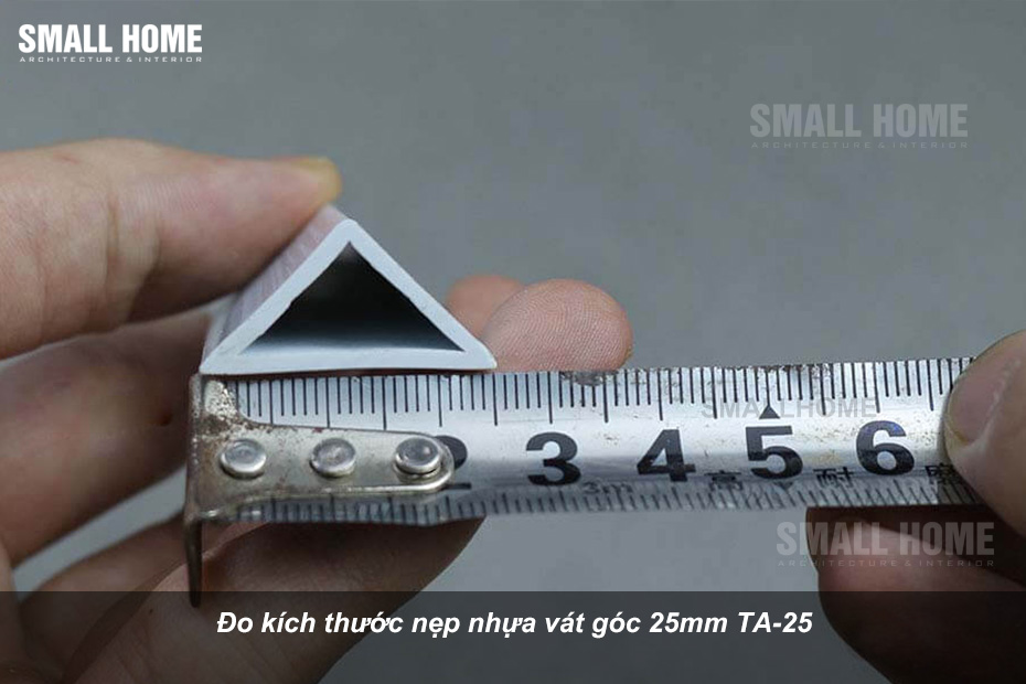 Đo kích thước nẹp nhựa vát góc 25mm TA-25