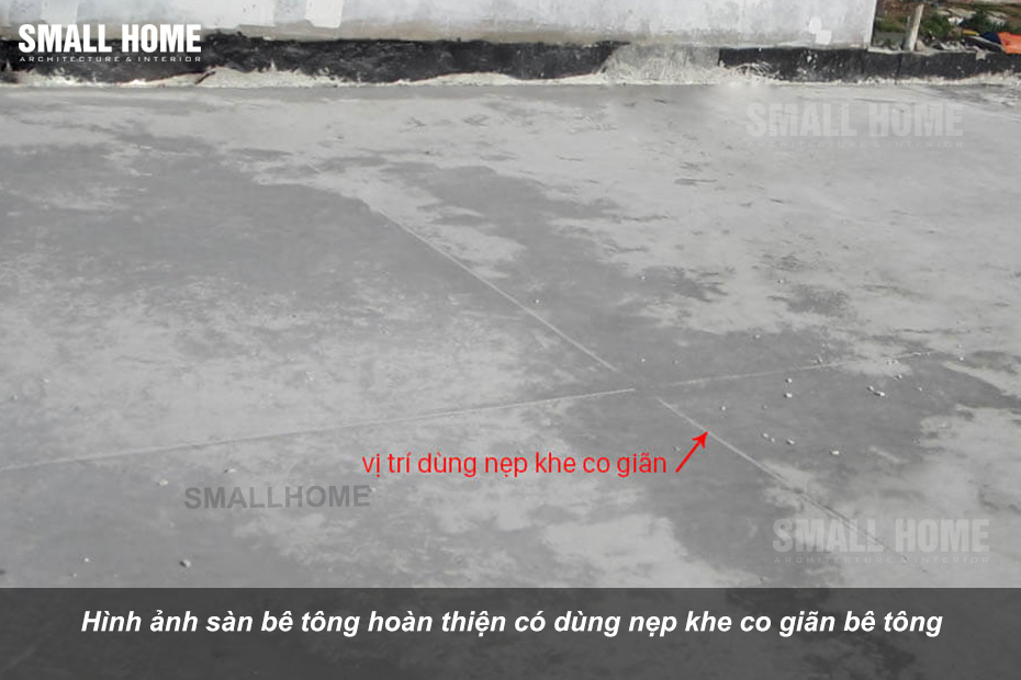 Hình ảnh sàn bê tông hoàn thiện có dùng nẹp khe co giãn bê tông