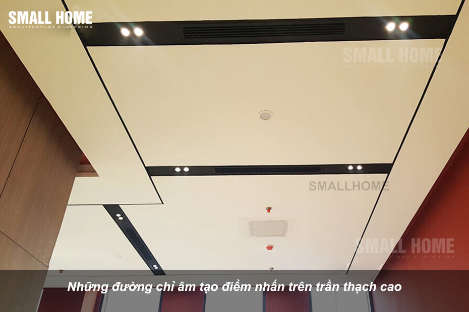Những đường chỉ âm tạo điểm nhấn trên trần thạch cao