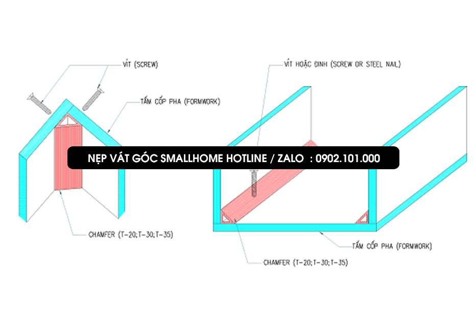 Bản vẽ mô tả biện pháp thi công nẹp tam giác