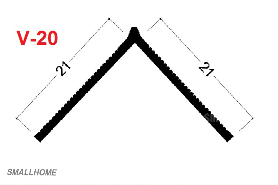Hình ảnh mặt cắt Nẹp v lưới góc dương V-20