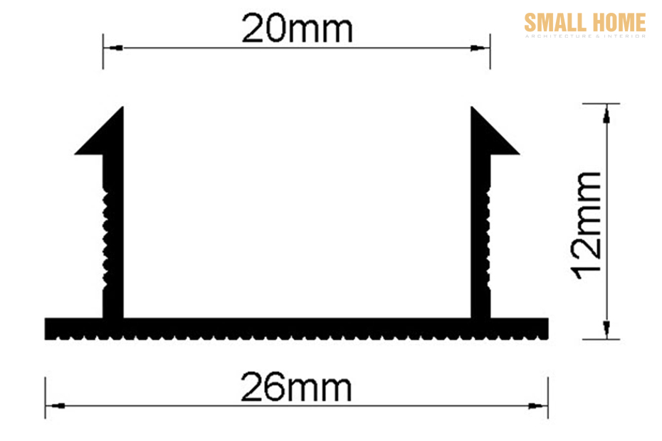Kích thước nẹp chỉ âm GL-20