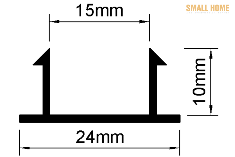 kích thước nẹp chỉ âm tường GL-15