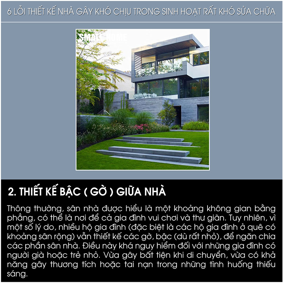 thiết kế bậc gờ giữa nhà