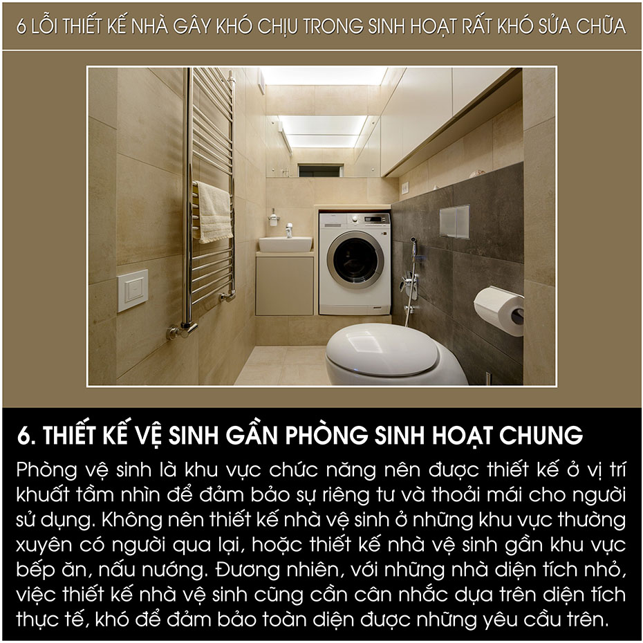 thiết kế phòng vệ sinh gần phòng sinh hoạt chung