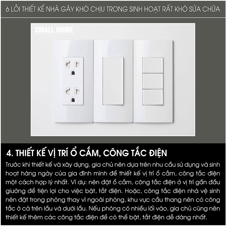 thiết kế vị trí ổ cắm, công tắc điện